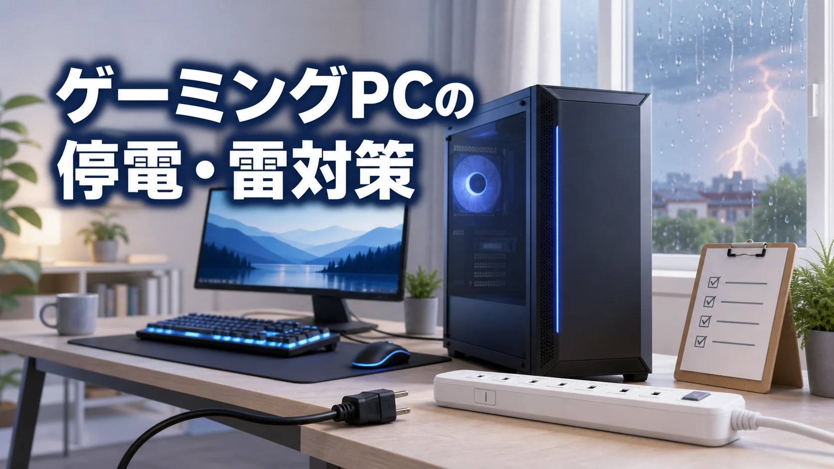 ゲーミングPCの停電・雷対策｜電源を切る判断と復旧後の確認ポイント